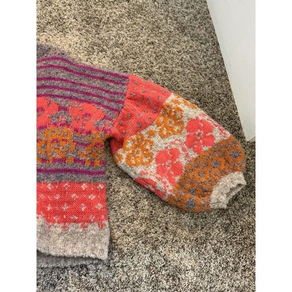 Fate Multicolor Floral Striped Knit Cowl Neck Pullover Sweater S - Picture 2 of 5